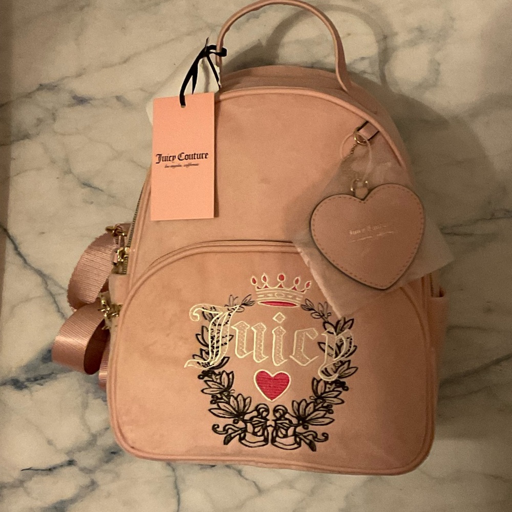 NWT juicy couture pink diamond velour heritage backpack.